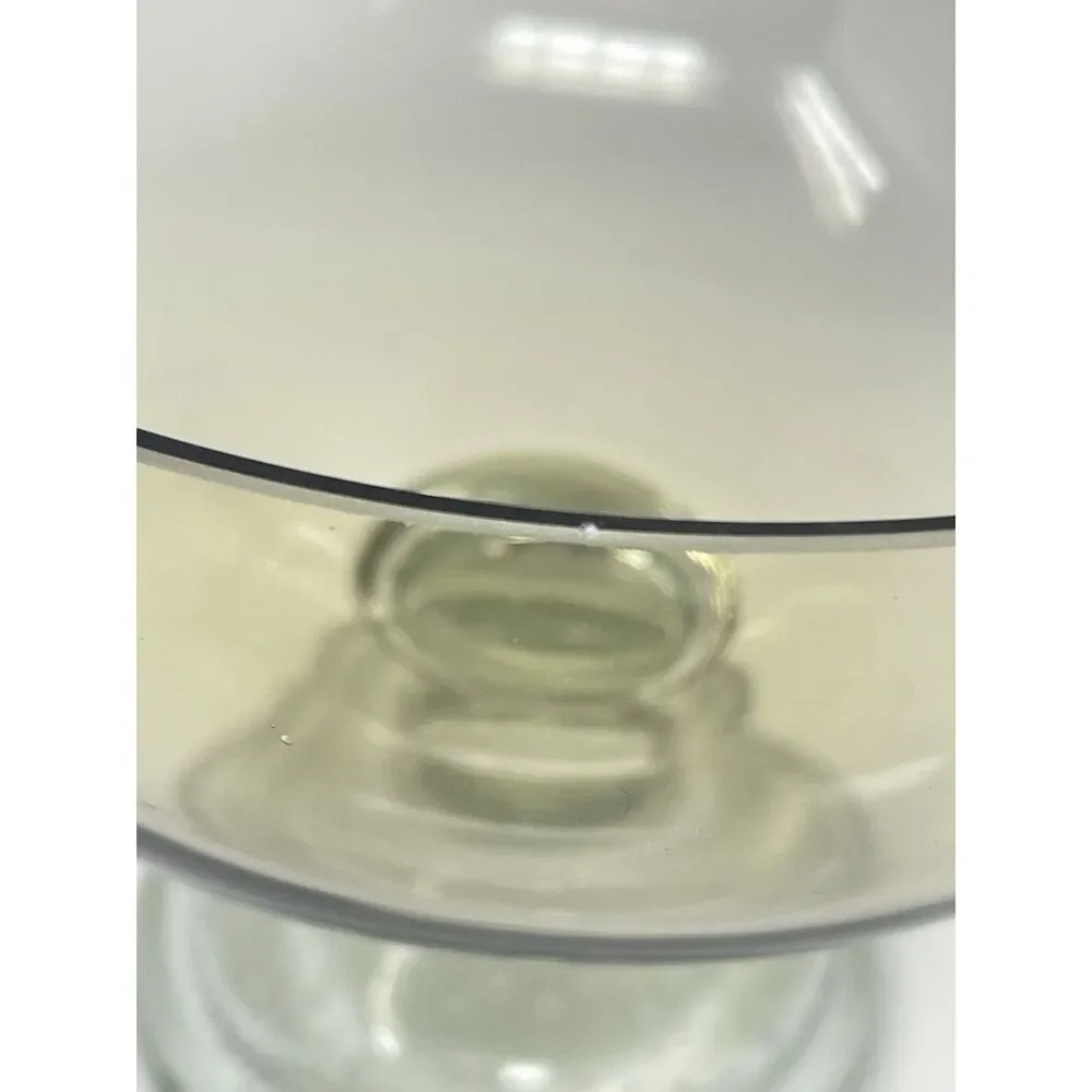 Smoke Gray Controlled Bubbles Pedestal Candy Dish (Maybe By Erickson Art Glass)